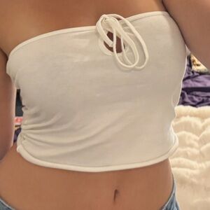 White Strapless Crop Top